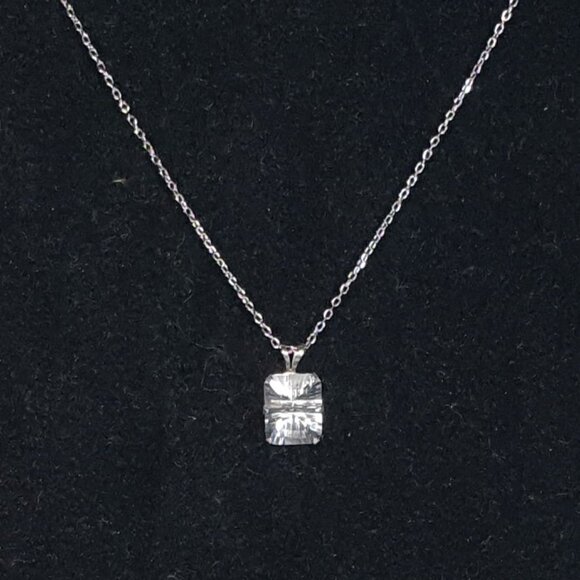 Elegant Vintage Italy 925 Silver 4 CT Genuine White Topaz Minimalist Necklace - Picture 7 of 11